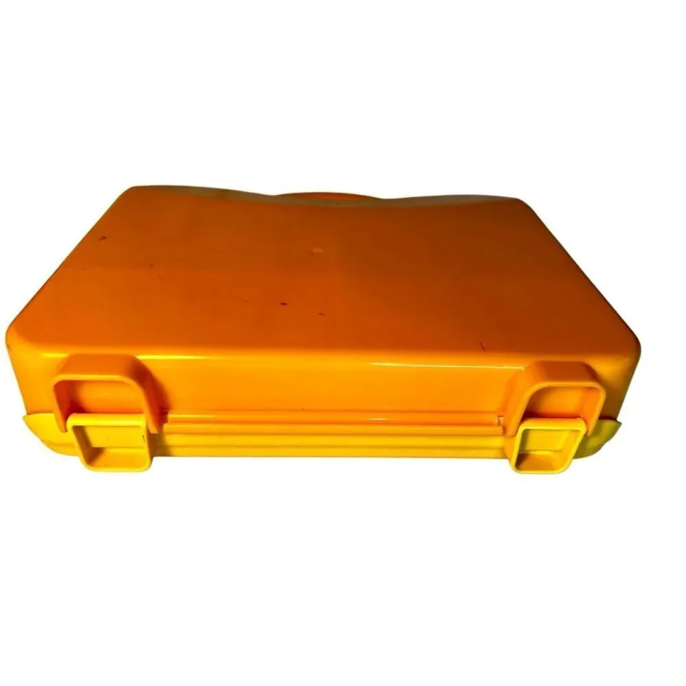 Vintage LEGO Yellow Plastic Carrying Carry Case Storage Box with Dividers